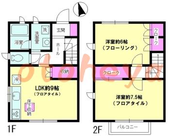 防音室のある楽器可 賃貸物件 2 LDK 8.6万円の図面１