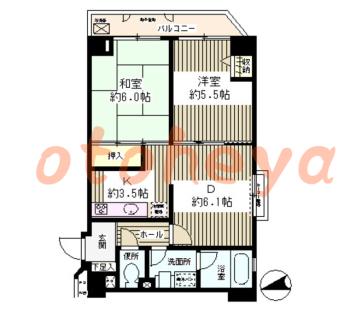 楽器可の賃貸物件 2 DK 12.2万円の図面１