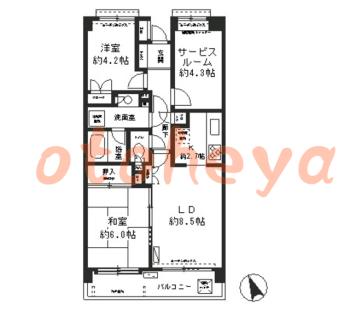 楽器可の賃貸物件 2 SLDK 17.2万円の図面１