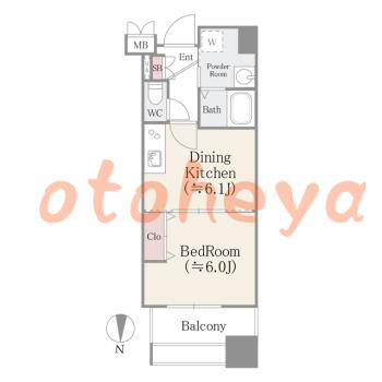 防音室のある楽器可 賃貸物件 1 DK 11.3万円の図面１