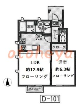 楽器可の賃貸物件 1 LDK 7.4万円の図面１