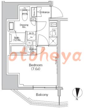 楽器可の賃貸物件 1 K 9.3万円の図面１