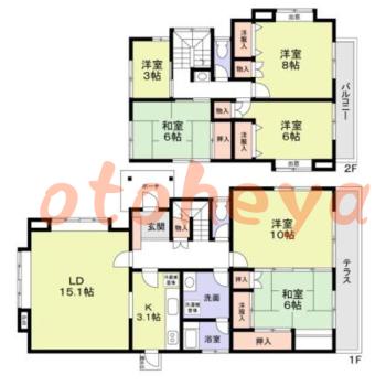 楽器可の賃貸物件 6 LDK 29万円の図面１