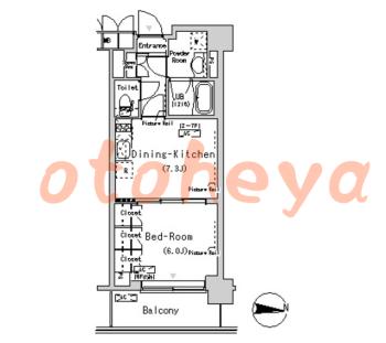 楽器可の賃貸物件 1 DK 14.4万円の図面１
