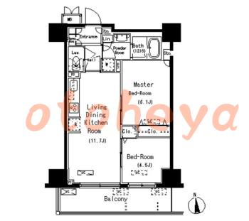 楽器可の賃貸物件 2 LDK 23.5万円の図面１