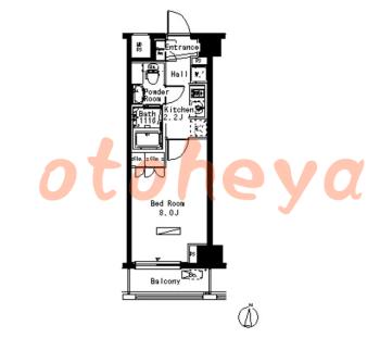 楽器可の賃貸物件 1 K 10.2万円の図面１