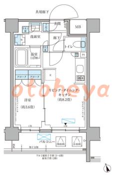 防音室のある楽器可 賃貸物件 1 LDK 17.3万円の図面１