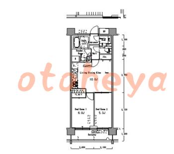 防音室のある楽器可 賃貸物件 2 LDK 19.9万円の図面１