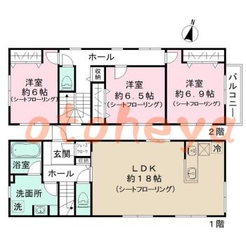 楽器可の賃貸物件 3 LDK 31万円の図面１