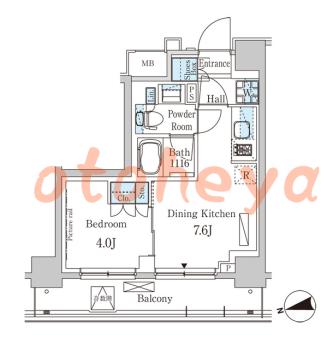 楽器可の賃貸物件 1 DK 13.3万円の図面１