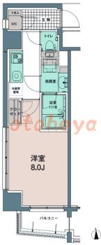 楽器可の賃貸物件 1 K 11.6万円の図面１