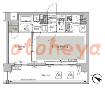 楽器可の賃貸物件 1 LDK 14.8万円の図面１