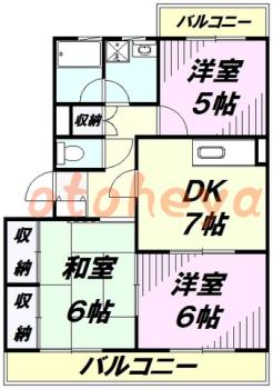 防音室のある楽器可 賃貸物件 3 DK 10.1万円の図面１