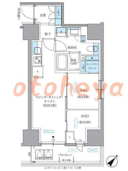 防音室のある楽器可 賃貸物件 2 LDK 25万円の図面１