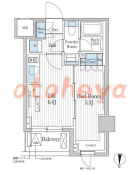 楽器可の賃貸物件 1 DK 11.9万円の図面１