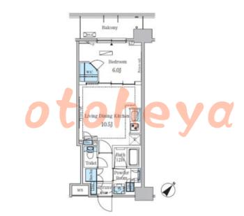楽器可の賃貸物件 1 LDK 20.5万円の図面１