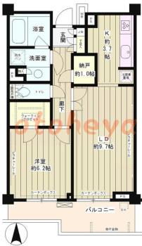 防音室のある楽器可 賃貸物件 1 LDK 14.3万円の図面１