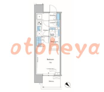 楽器可の賃貸物件 1 K 12.2万円の図面１