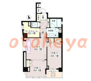 楽器可の賃貸物件 2 SDK 16.4万円の図面１