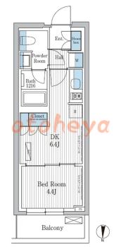 防音室のある楽器可 賃貸物件 1 DK 11.1万円の図面１