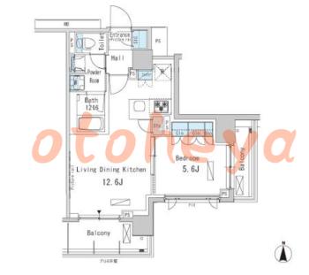 楽器可の賃貸物件 1 LDK 19.4万円の図面１