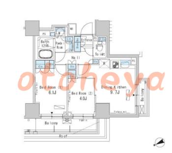 防音室のある楽器可 賃貸物件 2 DK 21.2万円の図面１