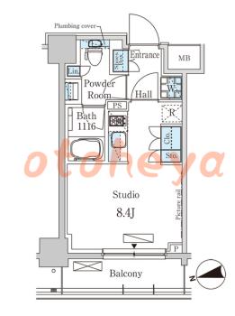 楽器可の賃貸物件 1 R 11.4万円の図面１