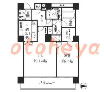 楽器可の賃貸物件 1 LDK 21.9万円の図面１