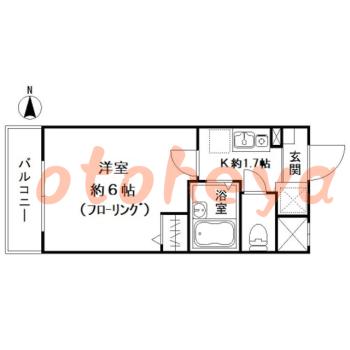 防音室のある楽器可 賃貸物件 1 K 8.5万円の図面１