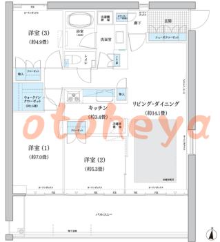防音室のある楽器可 賃貸物件 3 LDK 30.4万円の図面１