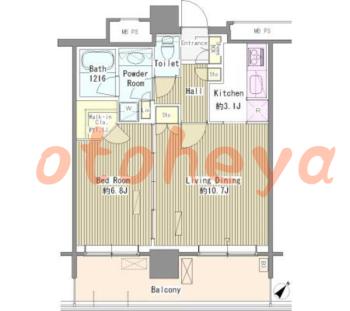 防音室のある楽器可 賃貸物件 1 LDK 22.7万円の図面１