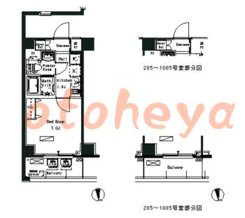 楽器可の賃貸物件 1 K 8.9万円の図面１