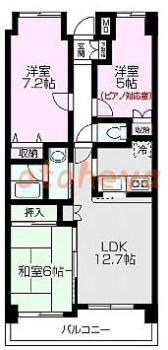 楽器可の賃貸物件 3 LDK 12.9万円の図面１