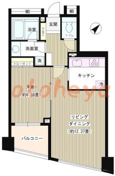 楽器可の賃貸物件 1 LDK 18.5万円の図面１