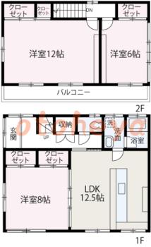 防音室のある楽器可 賃貸物件 3 LDK 12万円の図面１