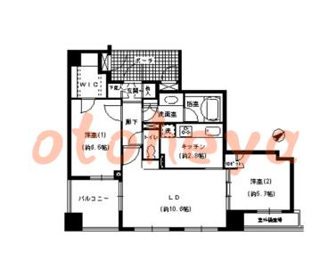 楽器可の賃貸物件 2 LDK 24.9万円の図面１