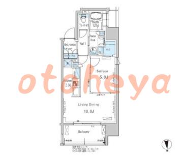グランドピアノ可の賃貸物件 1 LDK 18.2万円の図面１