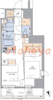 グランドピアノ可の賃貸物件 1 DK 15.6万円の図面１