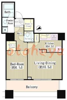 楽器可の賃貸物件 1 LDK 31万円の図面１