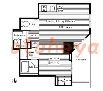 楽器可の賃貸物件 1 LDK 16万円の図面１