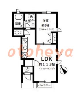 防音室のある楽器可 賃貸物件 1 LDK 13.8万円の図面１