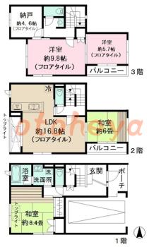 防音室のある楽器可 賃貸物件 4 SLDK 33万円の図面１