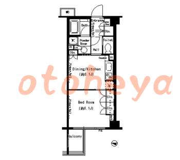 防音室のある楽器可 賃貸物件 1 DK 15万円の図面１