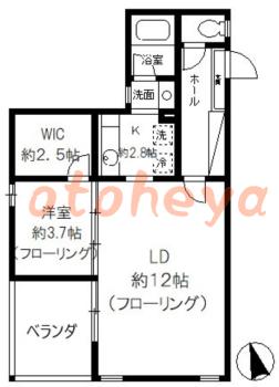 楽器可の賃貸物件 1 LDK 17.6万円の図面１