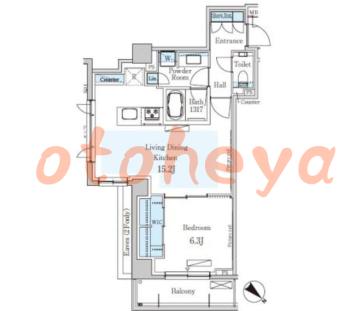 防音室のある楽器可 賃貸物件 1 LDK 32.5万円の図面１