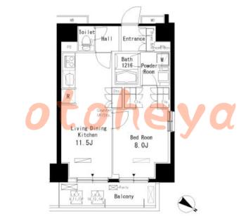 楽器可の賃貸物件 1 LDK 15.7万円の図面１