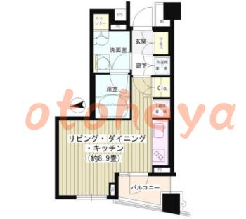 楽器可の賃貸物件 1 K 12.8万円の図面１