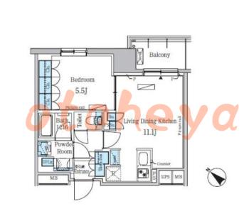 楽器可の賃貸物件 1 LDK 19.4万円の図面１