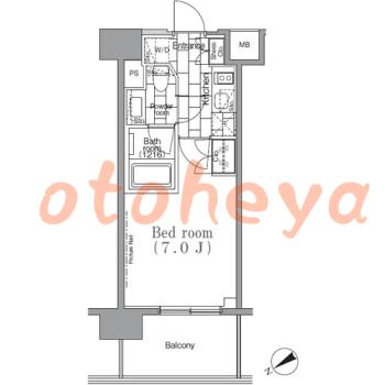 防音室のある楽器可 賃貸物件 1 K 11.6万円の図面１