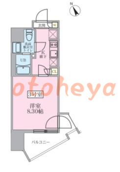 楽器可の賃貸物件 1 K 12.35万円の図面１